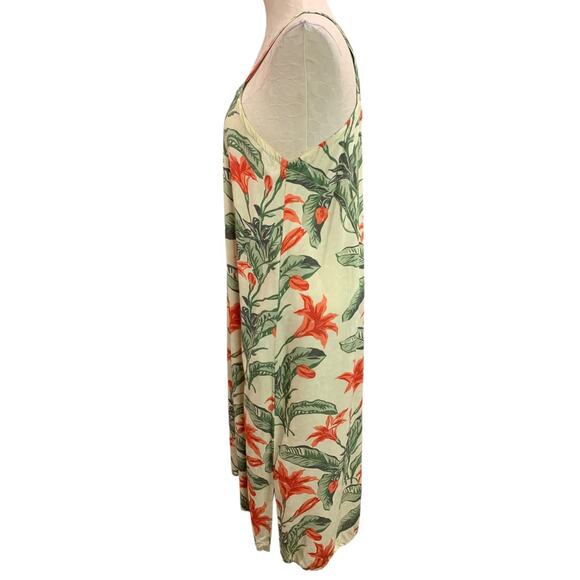 Large Pineapple Moon Tropical Print Slip Dress Rayon - Picture 3 of 8